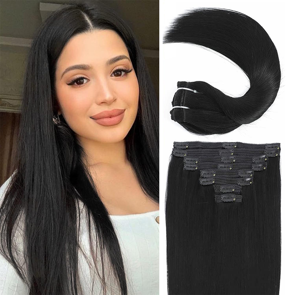 Seamless Clip In Hair Extensions Human Hair - 120G/8Pcs Straight Clip Ins 100% Unprocessed