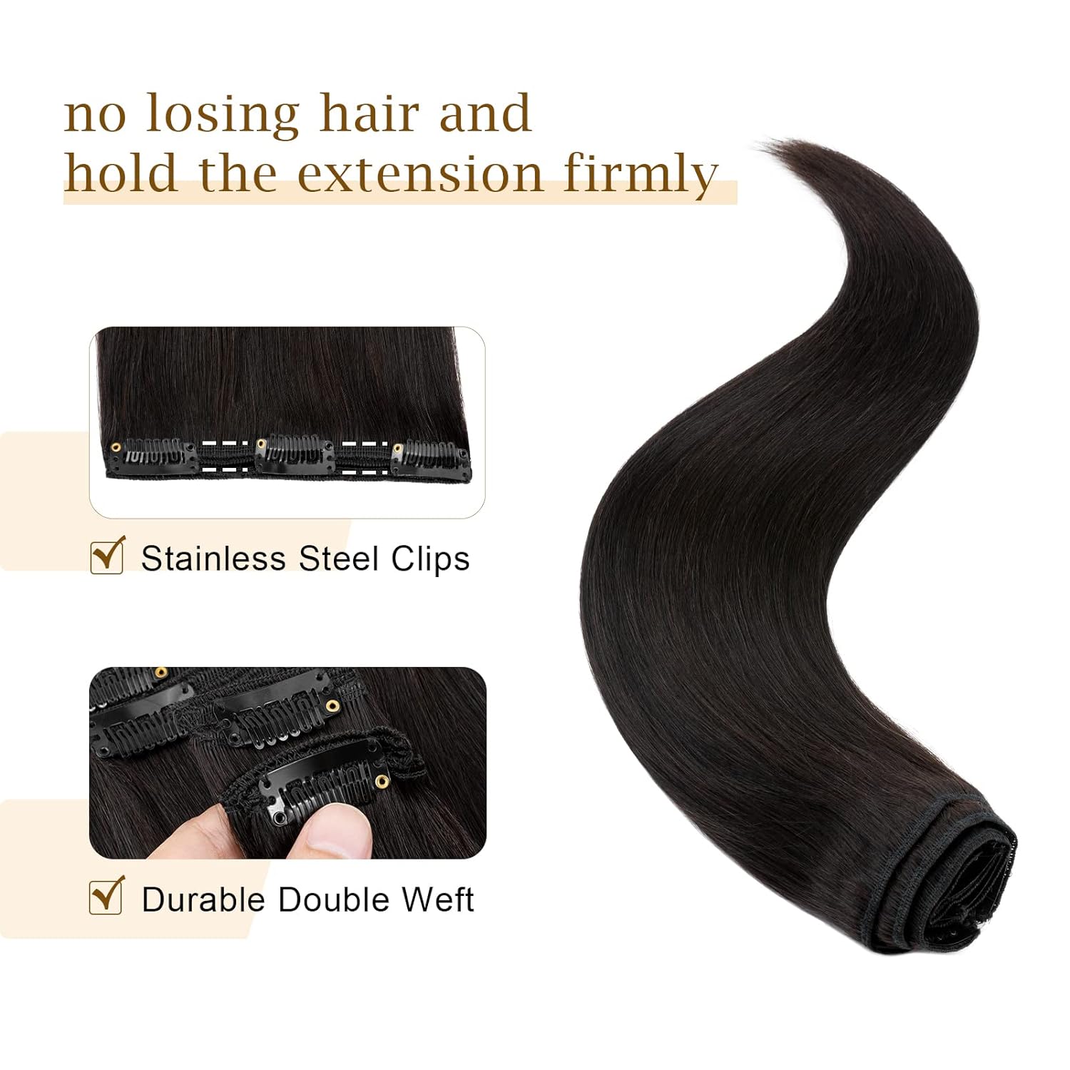 120G/8Pcs Straight Clip Ins 10 - đánh giá và giá Seamless Clip In Hair Extensions Human Hair