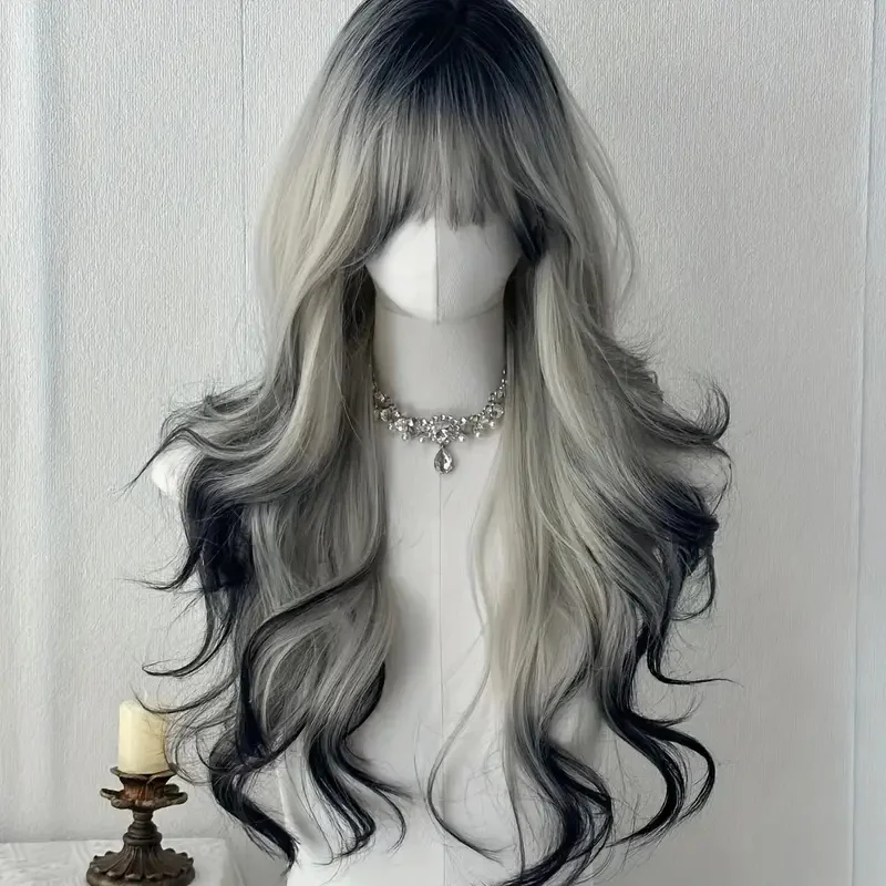 26-Inch Long Black And White C - đánh giá và giá Synthetic Wigs
