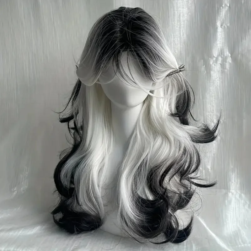 26-Inch Long Black And White C - đánh giá và giá Synthetic Wigs