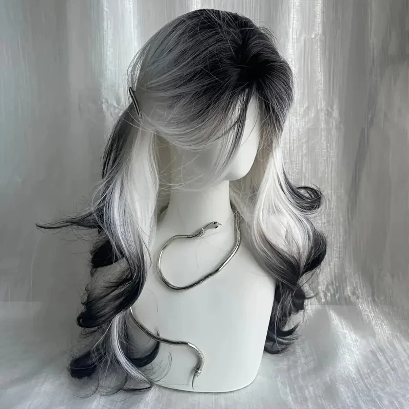 26-Inch Long Black And White C - đánh giá và giá Synthetic Wigs