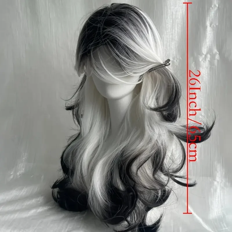 26-Inch Long Black And White C - đánh giá và giá Synthetic Wigs