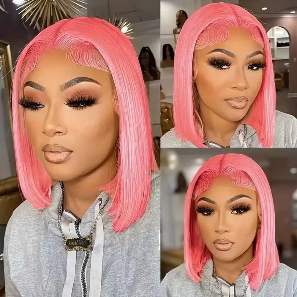10Inch Pink Bob Wigs Human Hai - đánh giá và giá Pre Parted 13X4 Lace Front Bob Wig